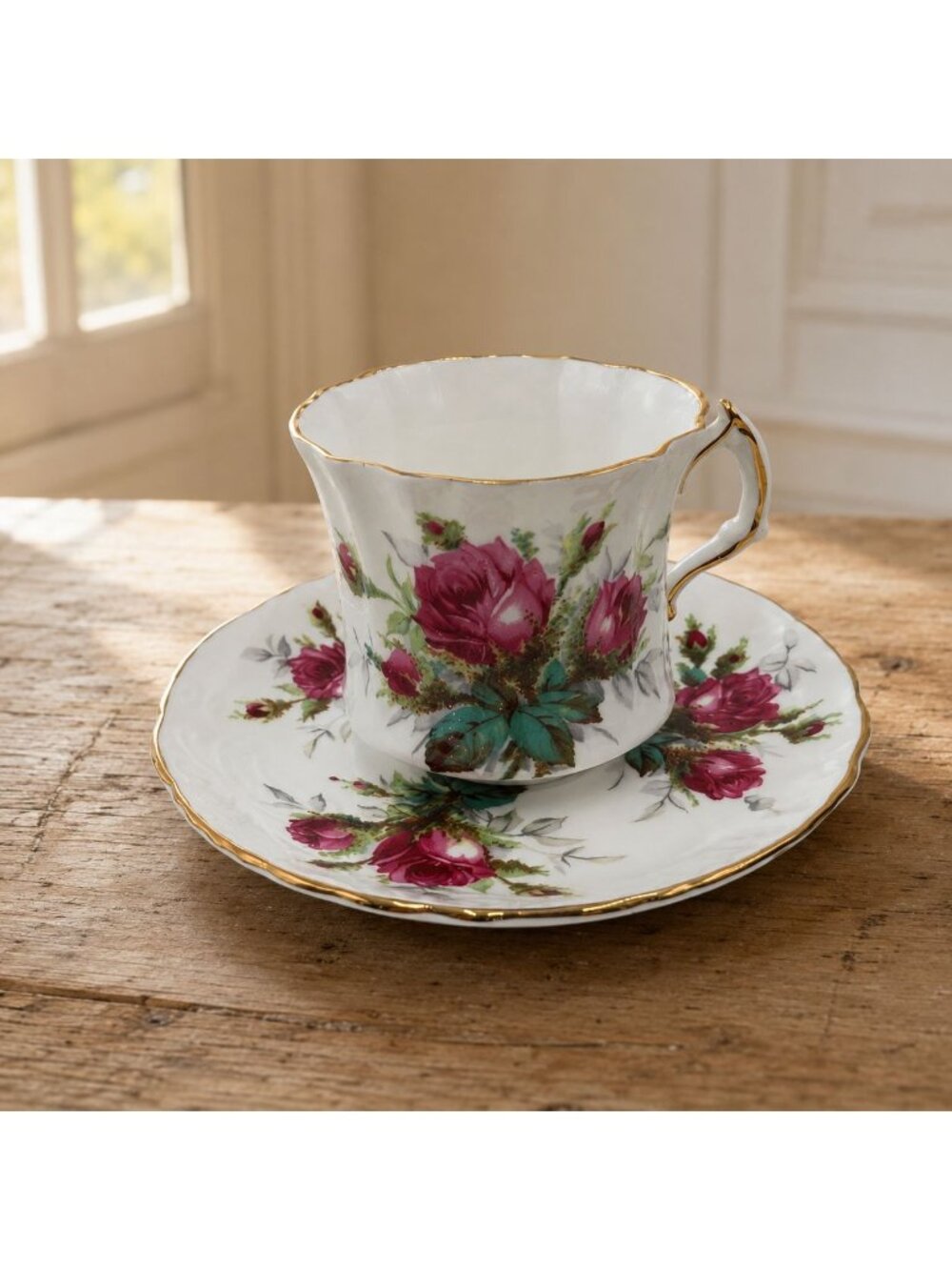 Vintage Hammersley Grandmother's Rose Teacup Saucer England Bone China